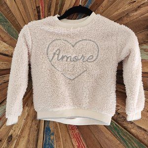NWT Mayoral Kids Heart/Amore embroidery fleece sweatshirt  Sz 6